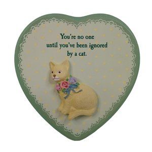 Summit Corp Cat Sign Plaque Wall Hanging Heart Floral Humor Vintage 1989 80s